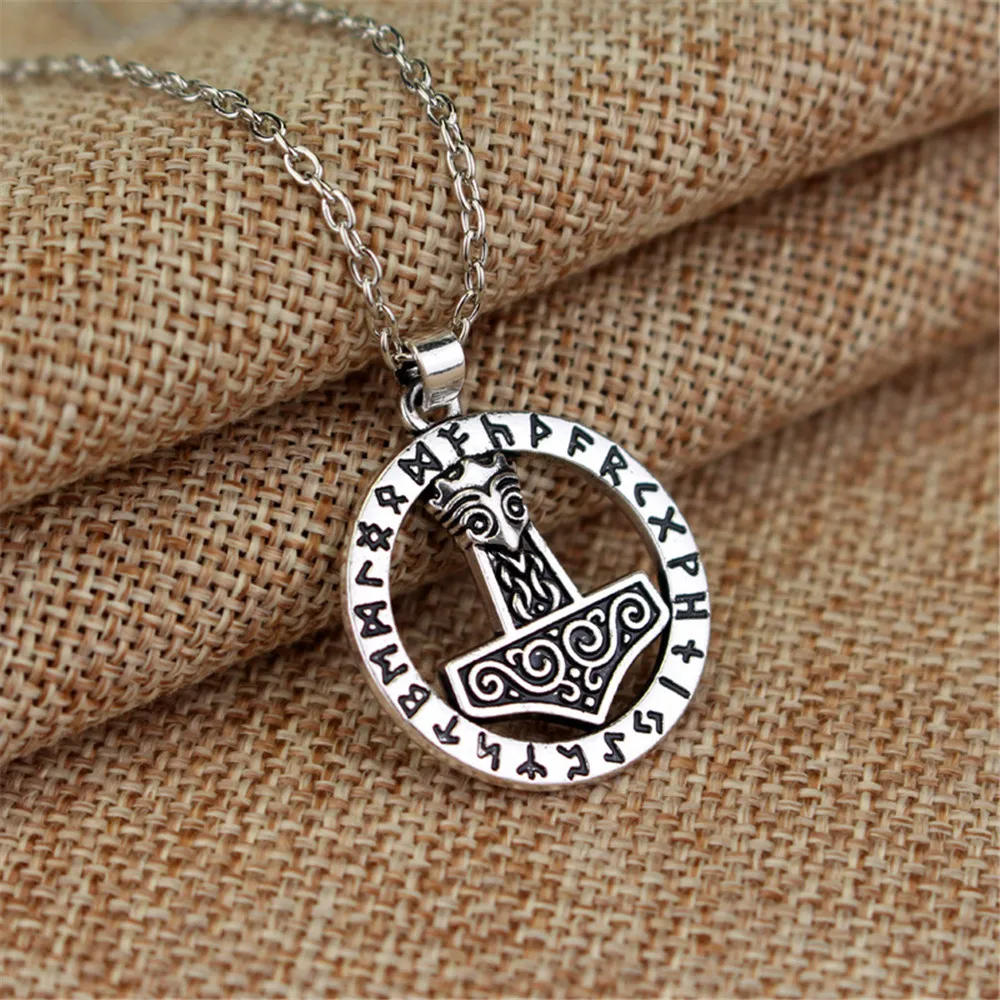 Vintage Newest Viking Necklaces Antique Silver Plated Thor Hammer Pendant Necklace For Men Women Mjolnir Jewelry Collares Gift