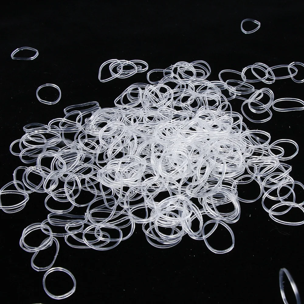 600 pcs Clear Transparent Ponytail Holder Elastic Rubber Band Hair Ties Ropes Rings Useful Unisex Headwear Hair Accessories