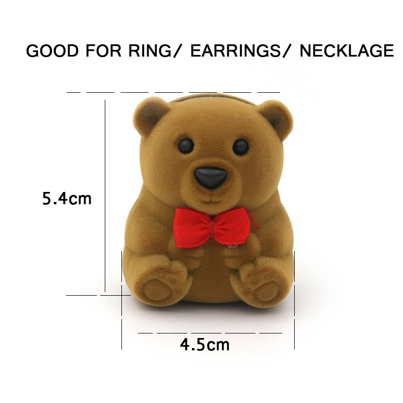 1 Piece Velvet Bear Stand For Earrings Ring Necklace Jewelry Packaging Gift Box Wedding Engagement Display Holder Wholesale