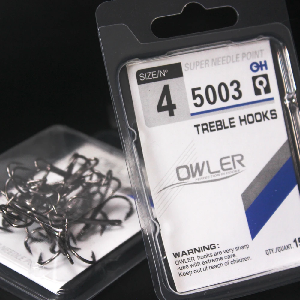 15pcs/box 5003 Treble Hooks Black nickel Size 1/2/4/6/8/10/12/14# Steel Carbon Material Barbed Hook Round for pike Bass