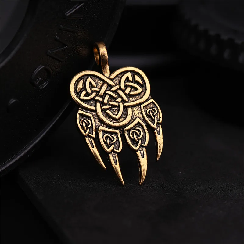 Skyrim Slavic Veles God Symbol Warding Bear Paw Charms Pendants Talisman Amulet Jewelry For DIY Bracelet Necklaces