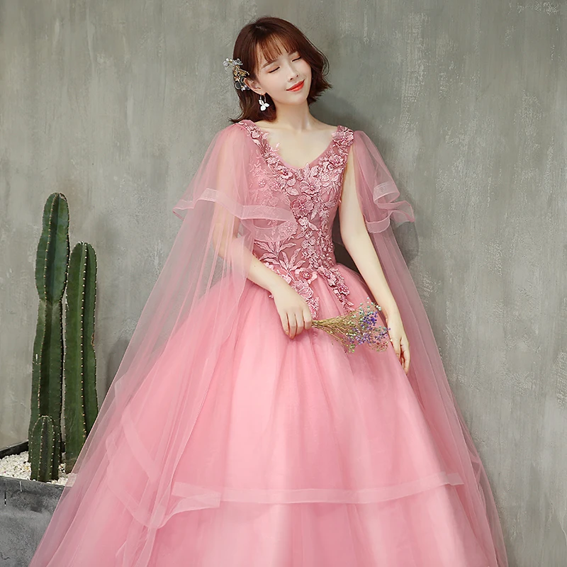 Ruthshen-vestido de quinceañera rosa, manga larga, apliques 3D, vestido Formal hinchado, vestidos de baile, 2023