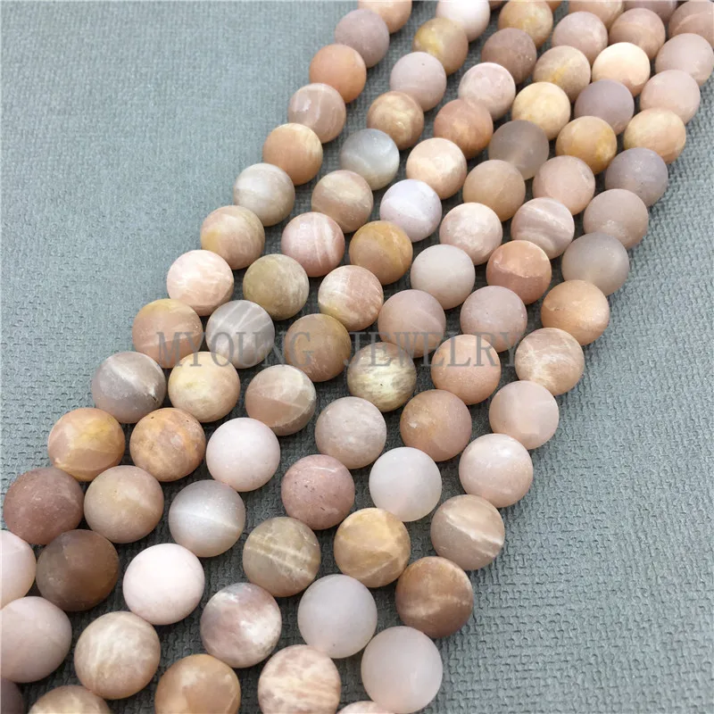 Matte Round  Natural Sunstone Beads For DIY Jewelry Making, 5Strands/lot MY0673