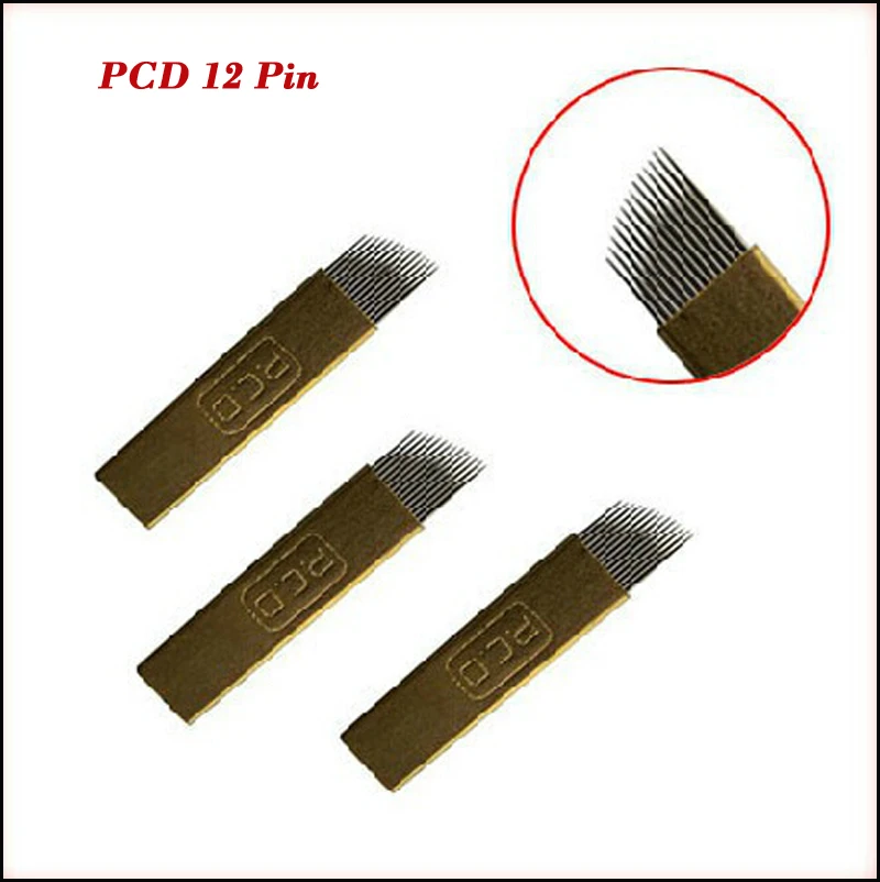 microblading needles kit pcd 12 14 19 prong sloped needle 10 pcs each eyebrow embroidery pen microblade cosmetic tattoo supplies