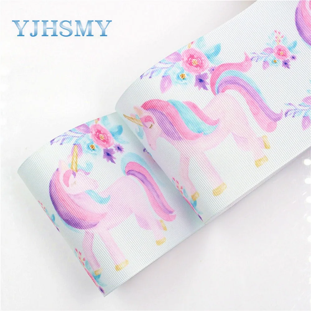 YJHSMY I-18428-11 10 yard 75 mm Color Cartoon Printed grosgrain ribbons,DIY handmade Hair accessories Material wedding gift wrap