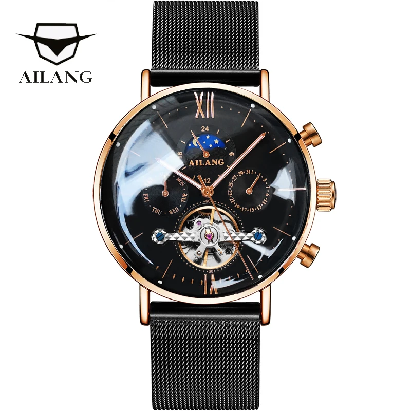 SSS quality AILANGmen\'s watch tourbillon Minimalist automatic watch latest design gear wrist watches diesel mechanical clock men