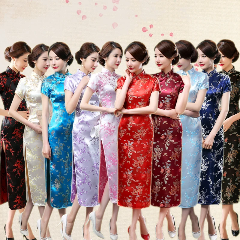 

Vintage Chinese Traditional Dress Women Cheap and Big size Long Slim Cheongsam Qipao 6XL Red Bride Wedding Dress Formal Dress