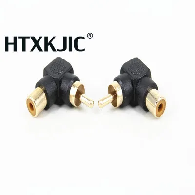 محولات قابس 1cs RCA ذكر إلى أنثى ، 90 درجة ، الزاوية اليمنى ، M/F ، موصل مطلي بالذهب