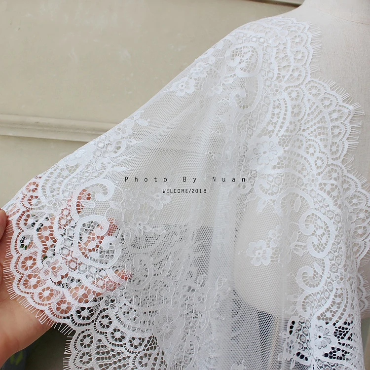 French lace widened 37cm eyelash lace fabric high-grade black and white lace accessories decoration