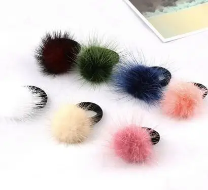 

2016 New Hair Bands Real Mink Fur PomPom Hair Accessories Handmade for Girl kids women Children Hair Ropes Ponytail Holder