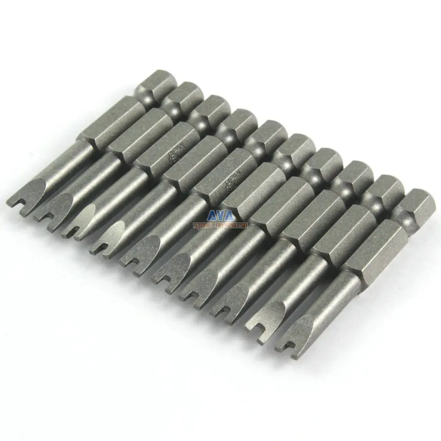 

10 Pieces Magnetic U Shape Screwdriver Bit S2 Steel 1/4" Hex Shank 50mm Long (U7)