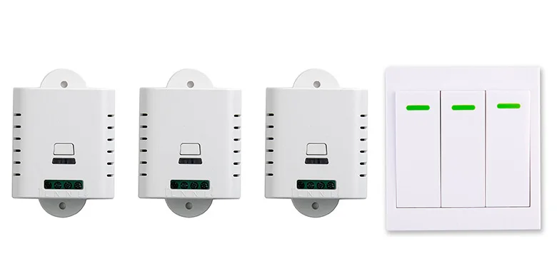 

85V 110V 220V 250V 1CH Wireless Remote Control Switch 3*Receiver+1*Wall Panel Remote Transmitter Sticky Remote Smart Home Switch