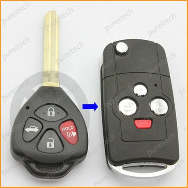 

PREISEI 10pieces/lot 3+1 Buttons Car Remote Key Modified Flip Key Shells Fobs For Toyota Camry