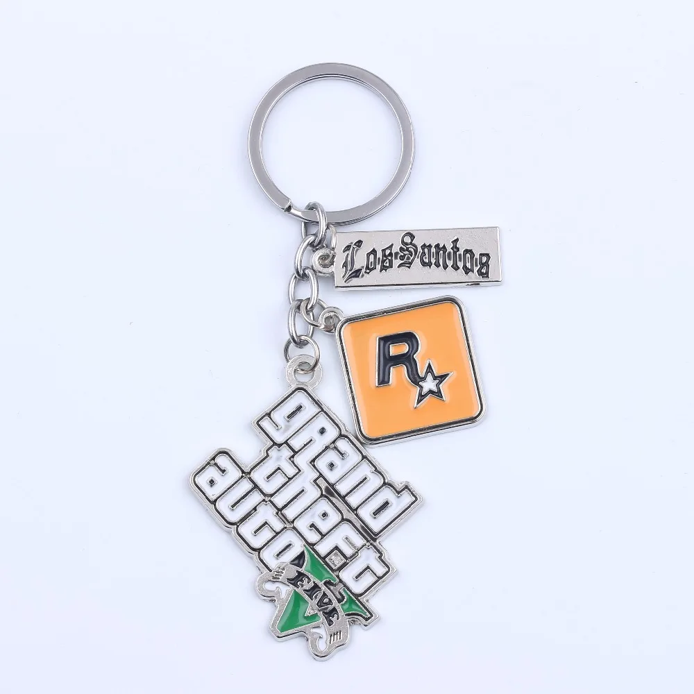 Hot Game Keychain Holder PS4 Xbox PC Keyfob Game GTA V Grand Theft Auto 5 Key Chain For Fans Key Ring llaveros Gift For Friends