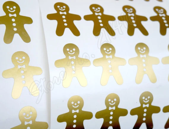 42 Gingerbread Man Winter Christmas D Envelope Seal Invitation Seals Party Window sticker Removable vinyl Wall Decal B319