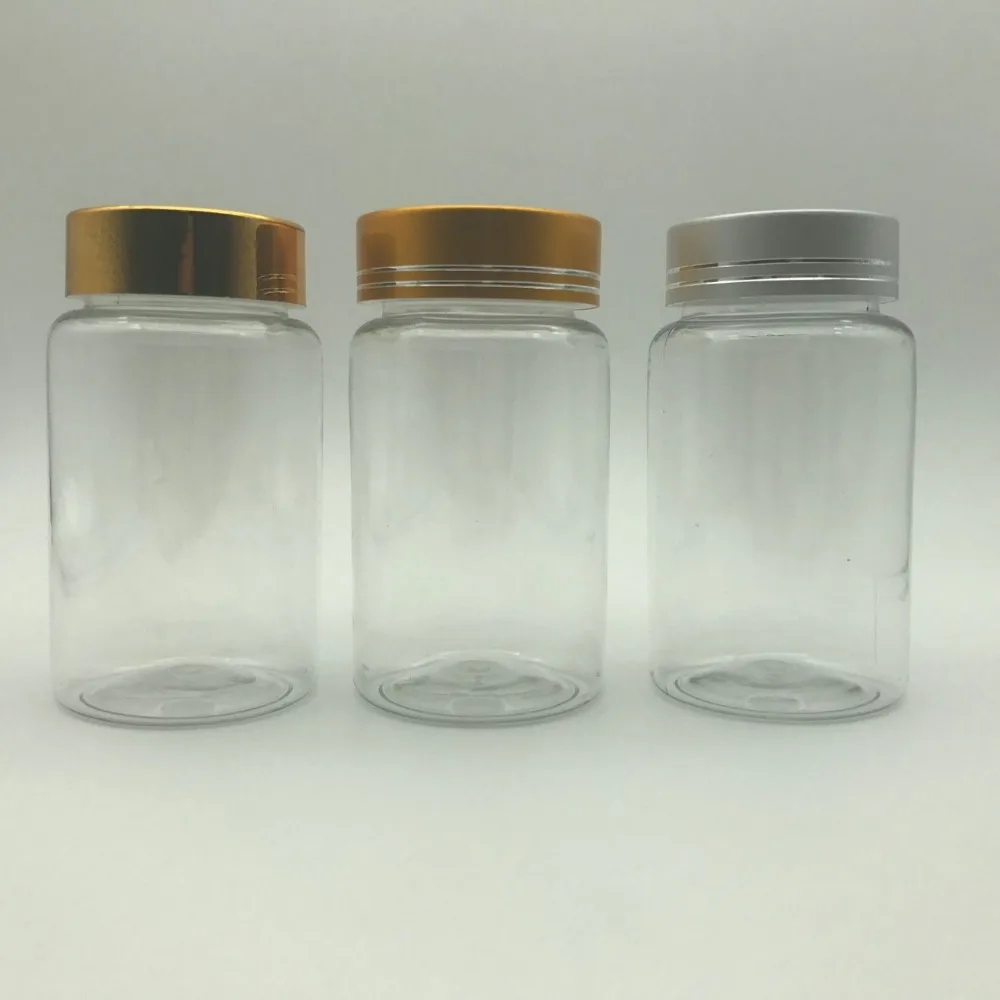 100pcs 100ml Transparent Bottles, Packing Bottles, Empty Capsules Bottles, Pills Bottles, Powder Bottles--3 Colors MetalCaps