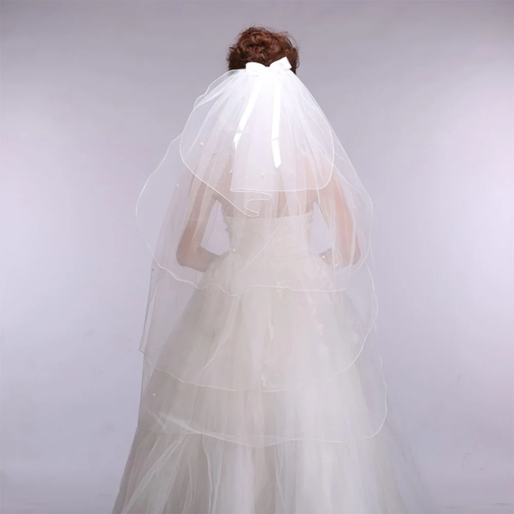 HS Kellio Fingertip Bridal Wedding Veils Four Tiered With Comb