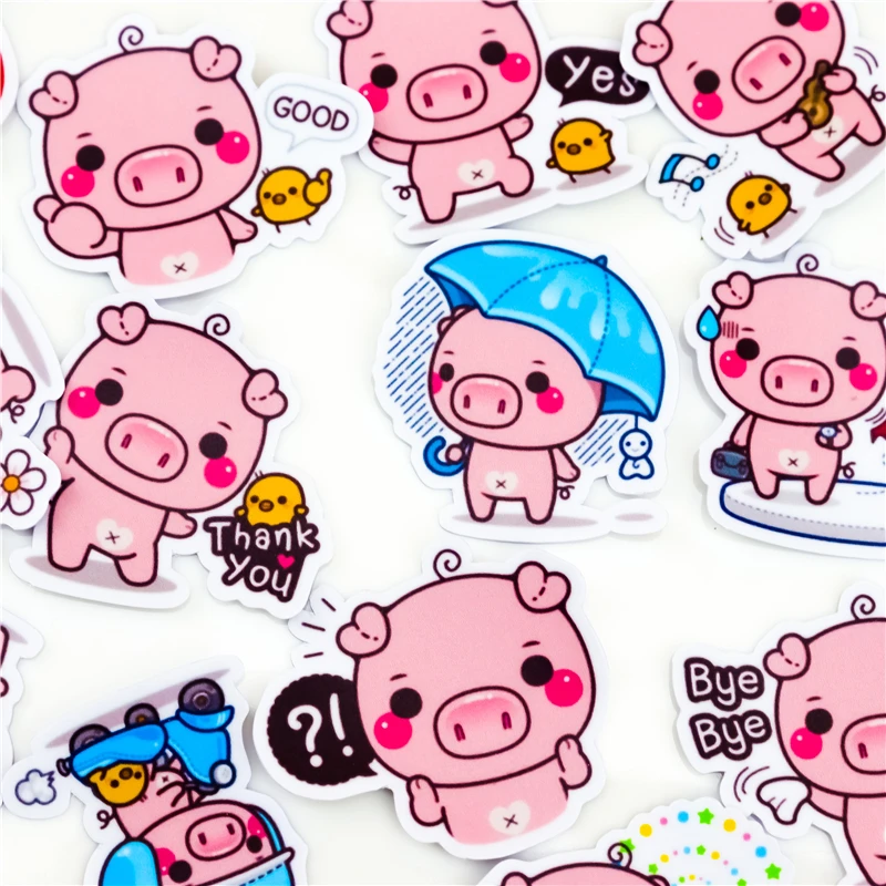 40pcs Creative Kawaii Self-made Pink Toot Pig Stickers/ Beautiful Stickers /Decorative Sticker /DIY Craft Photo Albums