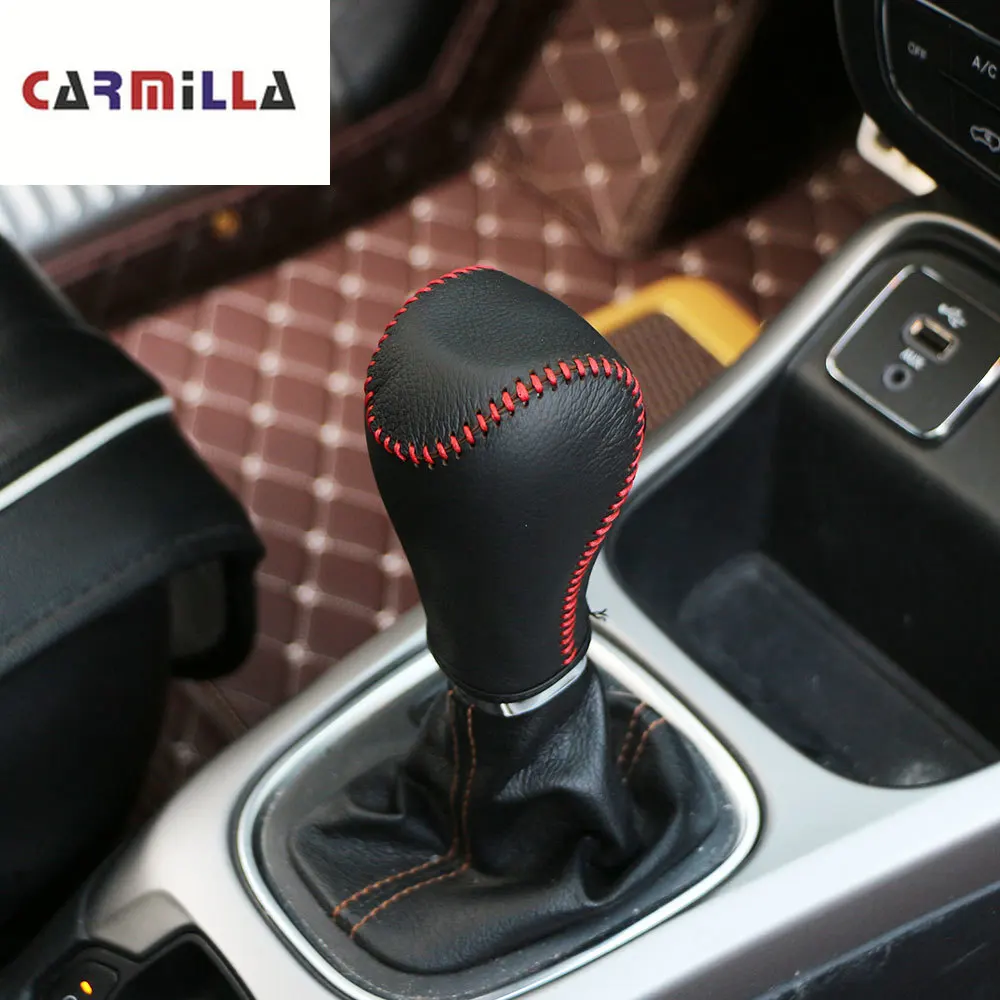 Leather AT Car Gear Head Cover for Jeep Compass 2th 2017 2018 Car Gear Shift Collars for Jeep Renegade 2015 - 2017 Protector