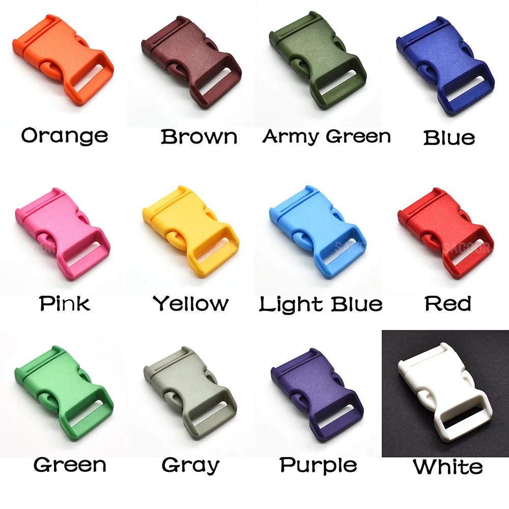 12pcs/pack 3/4\'\' Plastic Colorful Contoured Side Release Buckles Webbing Size 20mm For Paracord Bracelets  12 Colors