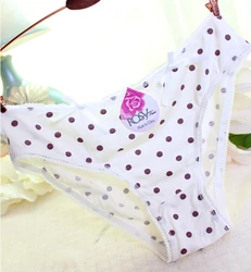 yomrzl underwear Panties girl lady soft 100% cotton lace briefs modal bowknot low-waist women's polka dot sexy M047