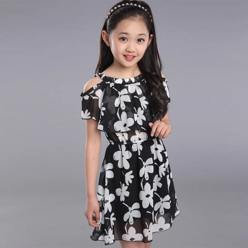 Vestido de princesa para bebês meninas verão 2018, roupas infantis, vestido floral de chiffon, fantasia de princesa para crianças de 8 9 10 11 12 anos