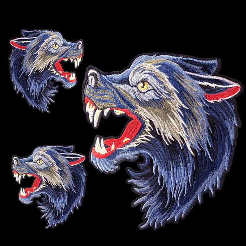 PGY 1PCS Punk Wolf Patches for Clothes Animal Sticker On Clothing Diy Big Biker Patch Cool Coat Appliques Garment Decor Parches