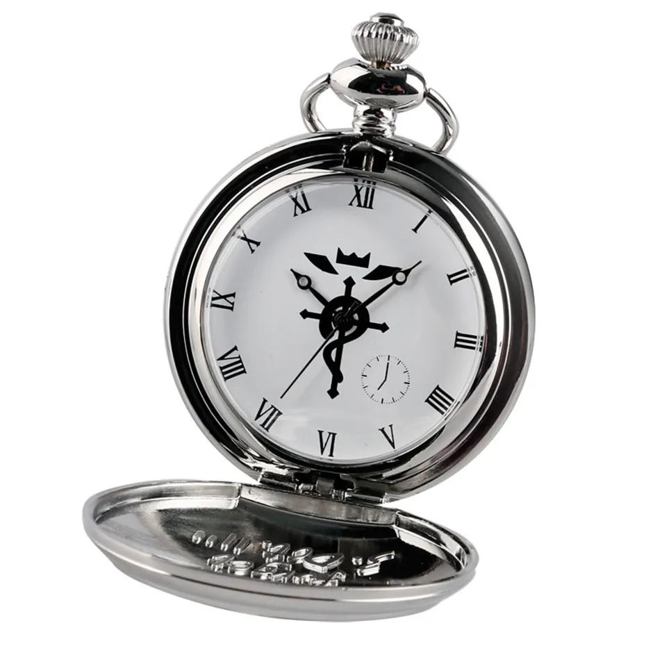 Reloj de bolsillo de Alchemist de metal completo, Cosplay Edward Elric con cadena grande, regalo de Anime para niños, precio al por mayor, nuevo, P423C