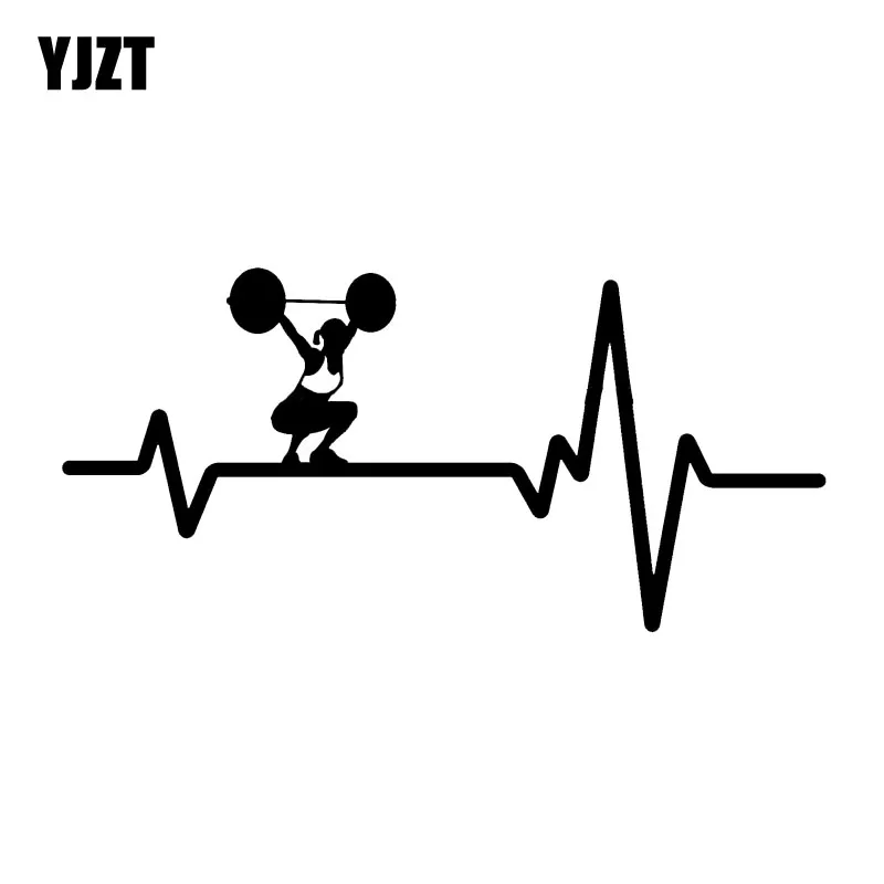 YJZT 15.7*7.5CM Fashion Heart Beat Line Crossfit Weight Gym Training Car Stickers Vinyl Decor Silhouette C12-0827