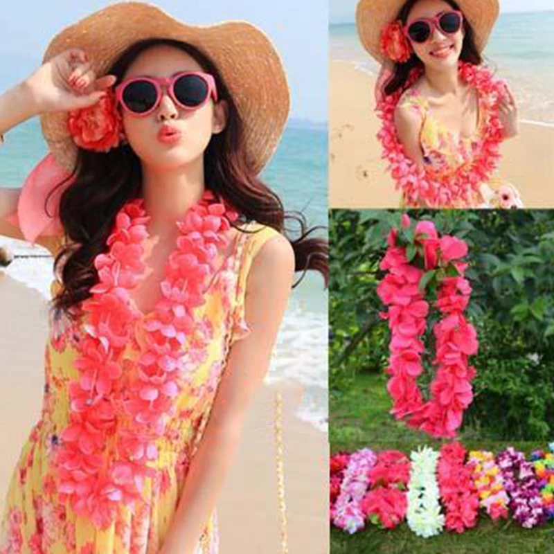 1Pcs hawaiian party leis flower wreath garland Summer Beach Hawaii Wedding Party Decorations Children's Favor Artificial Flowers