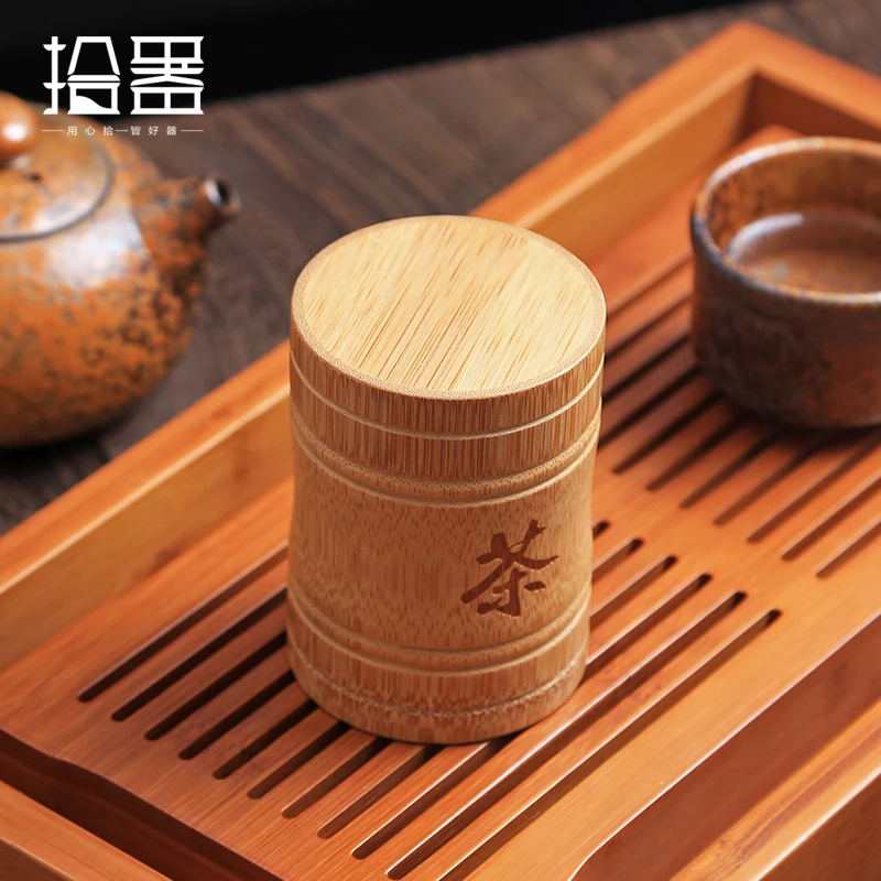 

Bamboo Tea Canister Storage Box Organizer Spice Bottles Tea Set Box Spice Caddy Seal Cover Jars Bottle Gift Kitchen Accessories