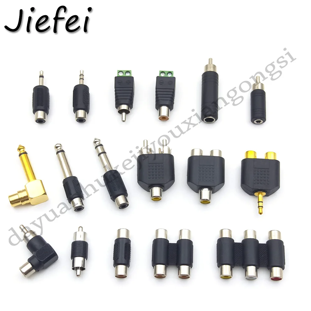 Imagem -04 - Adaptadores Rca Macho e Fêmea 100 Peças 17 Tipos de Conector de Áudio Rca Macho e Fêmea para Rca 3.5 mm 6.35 mm Mono Estéreo Conector Macho e Fêmea