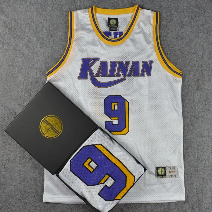 Trajes cosplay camisa de basquete no.9 muto kainan jerseys tanque topos equipe de basquete uniforme terno masculino