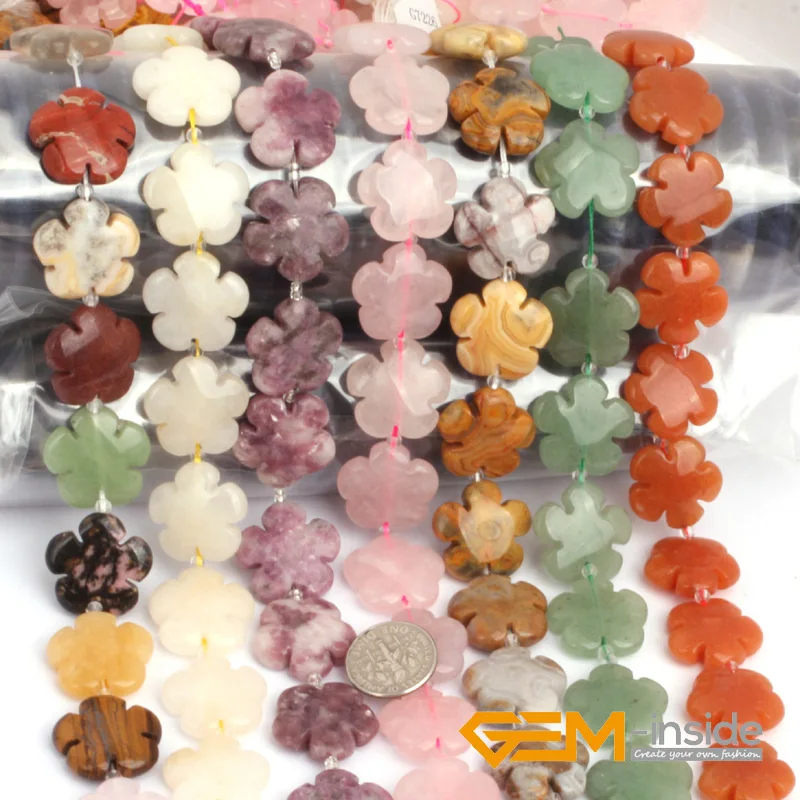 Natural Stone 20mm Loose Spacer Accessorries Flower Beads For Jewelry Making Strand 15\