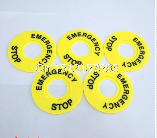 20pcs 40mm/60mm/90mm(OD) x 22mm(ID) Yellow Emergency Stop PushButton Switch Accessory Warning Legend Label Mark Round Ring Plate