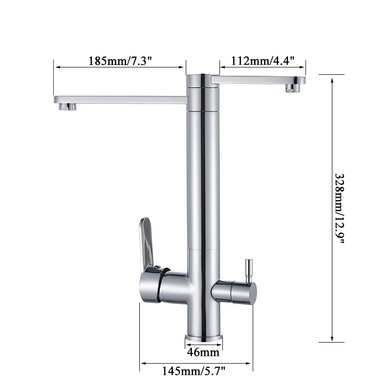 Uythner Waterfilter taps kitchen faucets Dual Handle Deck Mounted Mixer Tap 360 Degree rotation Water Purification Feature Crane