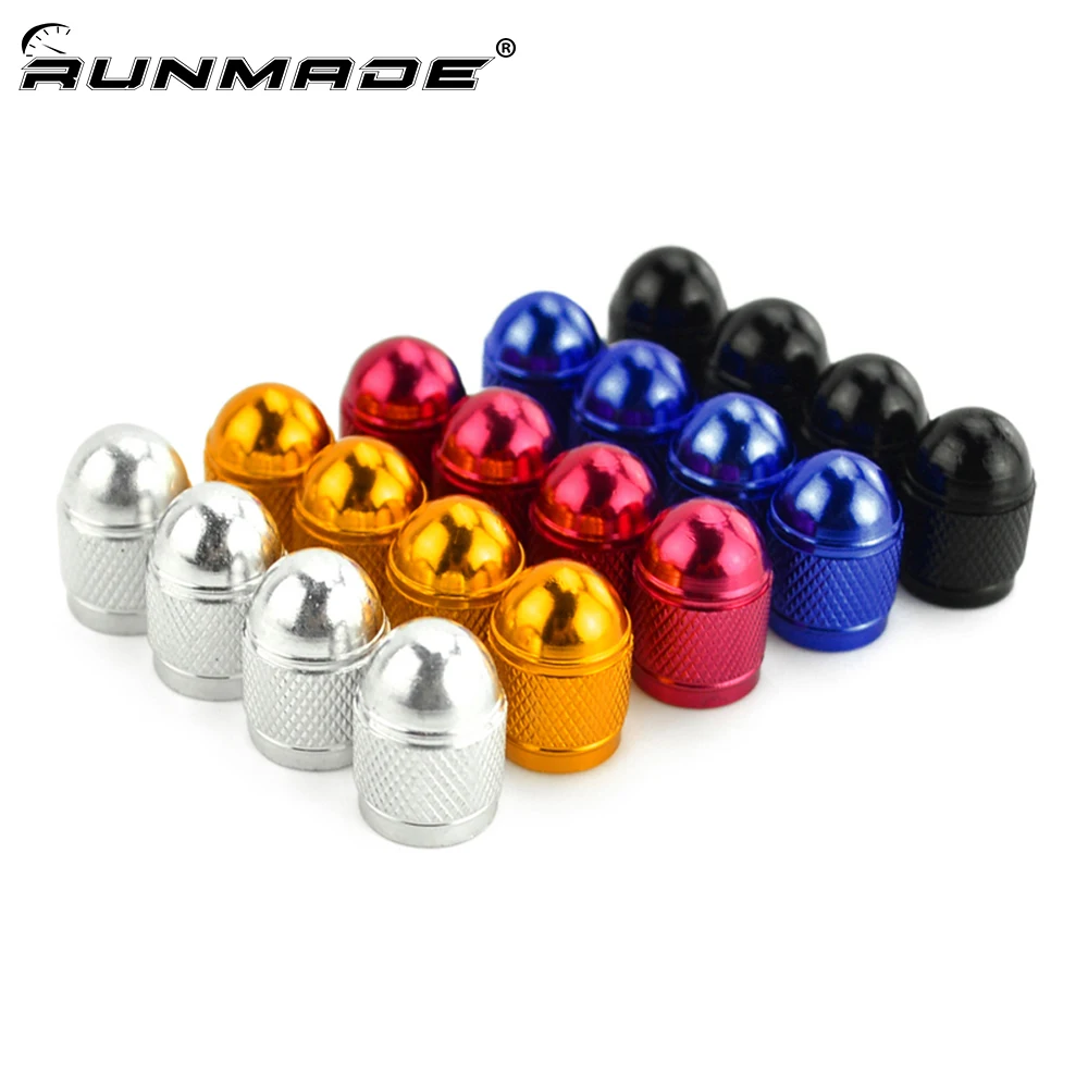 runmade 4x Aluminum Bullet Car Truck Air Port Cover Tire Rim Valve Wheel Stem Caps Dustproof Cover Car Styling