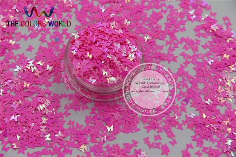 FI-11 Butterfly bowknot shapesPearlescent Iridescent Rose Carmine Colors confetti glitter for nail Art  DIY decoration 1pack=50g