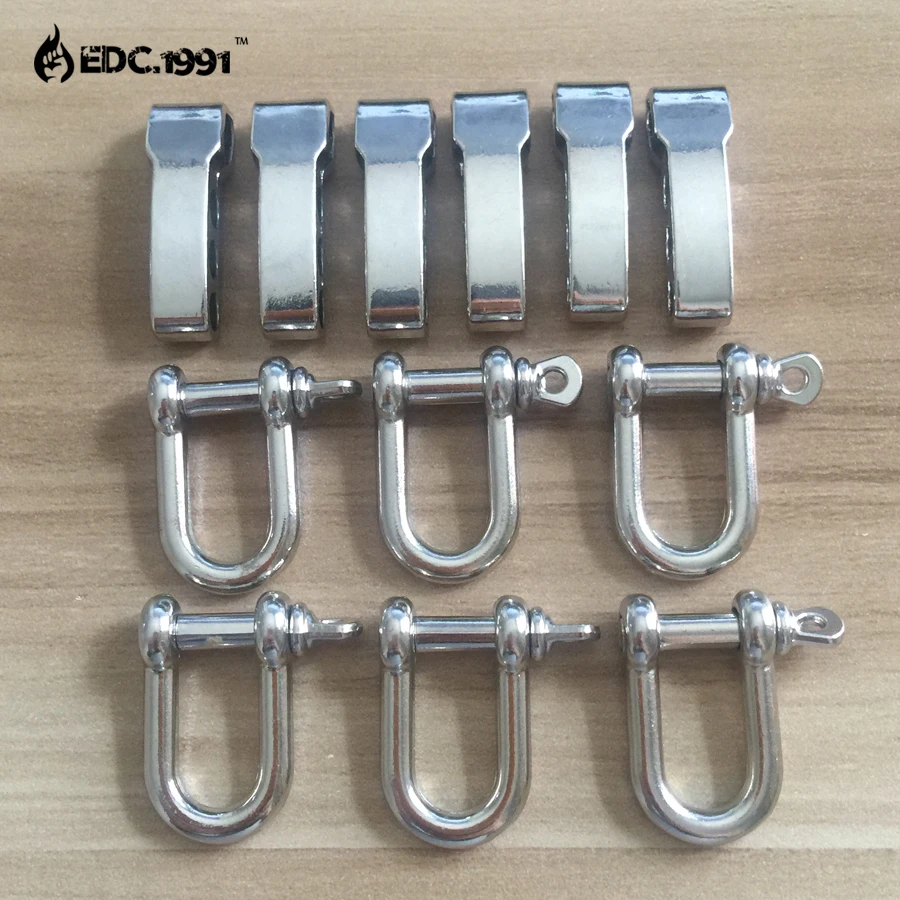 50pcs/lot High quality U Shape Adjustable Anchor Shackle Outdoor Survival Paracord Bracelet Steel Buckle Travel Kit EDC GEAR