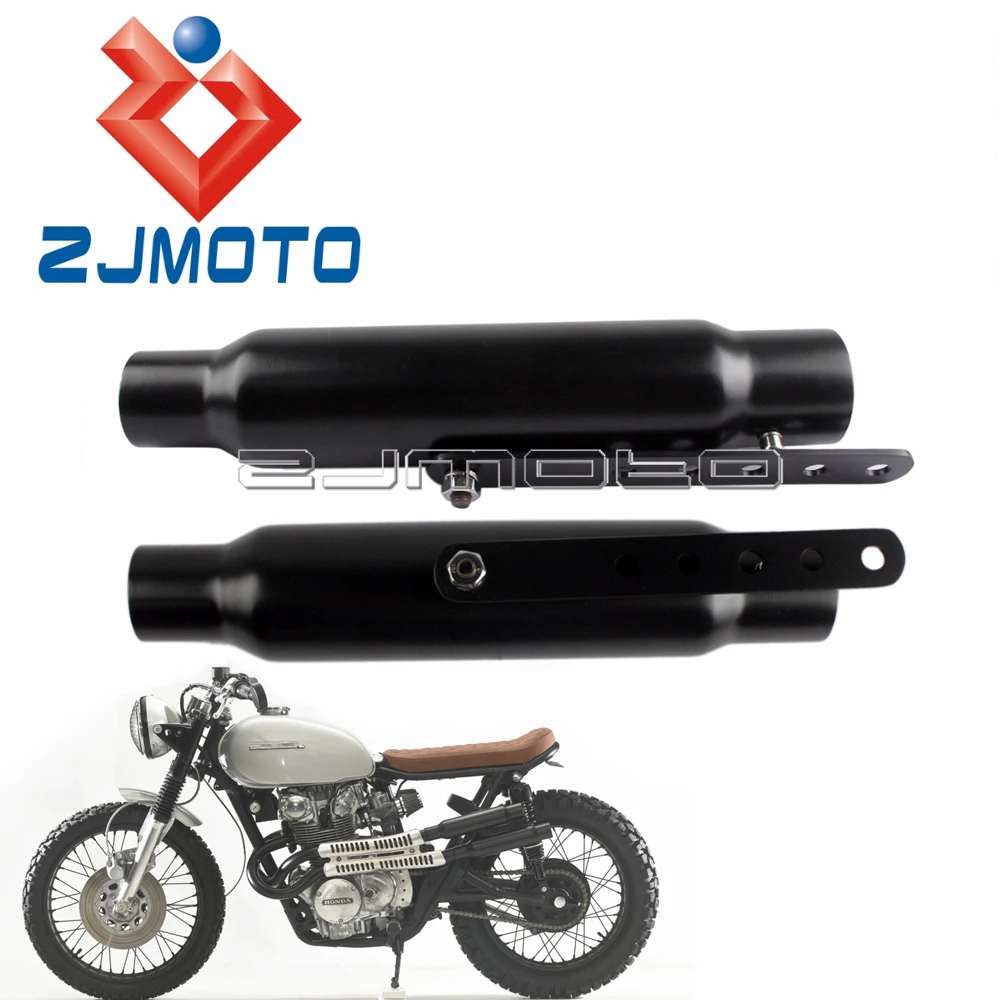 1 Pair Universal Motorcycle Black Tapered Silencer Exhaust Mufflers 12