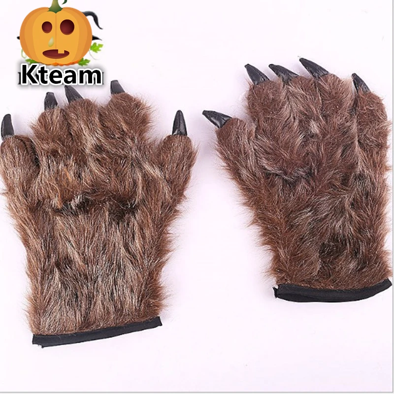 

2018 1 Pair Wolf Gloves Halloween Party Cosplay Hand Mask animal Wolf Glove mask set werewolf Masquerade Wolf party hand gloves