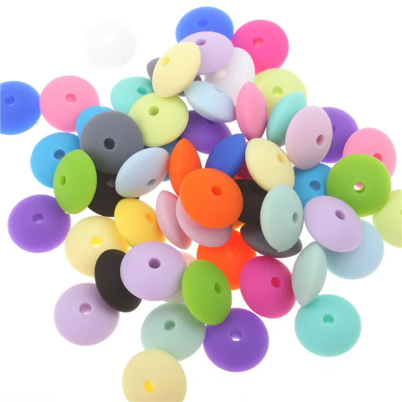 300PCS Abacus Silicone Beads For Teething Lentils Silicone Teething Beads Spacers Silicone Baby Teether Bead 12*6MM