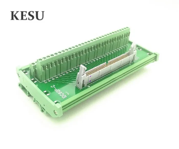 IDC60Pin 2.45mm IDC-60 Pin Male Connector to 60-Pin Terminal Block Breakout Board Adapter PLC Relay Terminals DIN Rail Mounting