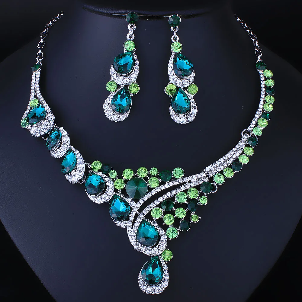 FARLENA Jewelry Multicolor Crystal Rhineatones Necklace Set for Women Wedding & Engagement Accessory Fashion Bridal Jewelry sets