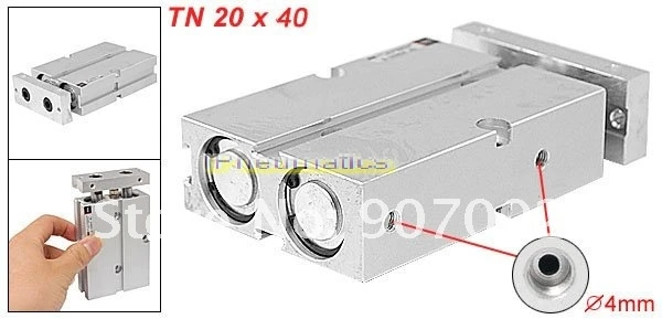 Free Shipping 20 x 40mm Bore TN Twin Rod Double Acting Pneumatic Air Cylinder Thin