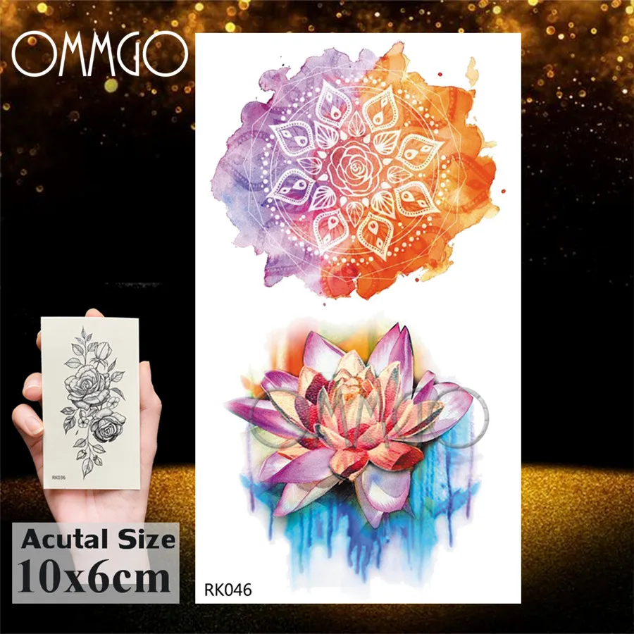 OMMGO Tribal Dream Catcher Feather Temporary Tattoos Sticker Colorful Henna Custom Tattoo Body Art Arm Waterproof Fake Tatoos