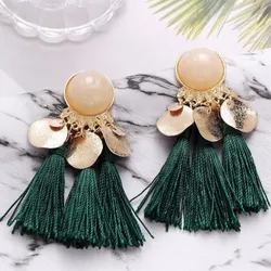 Boho Metal Shake Sequin Tassel Earrings for Women Party Vintage Charm Round Dangle Drop Earrings Jewelry Gift Oorbellen