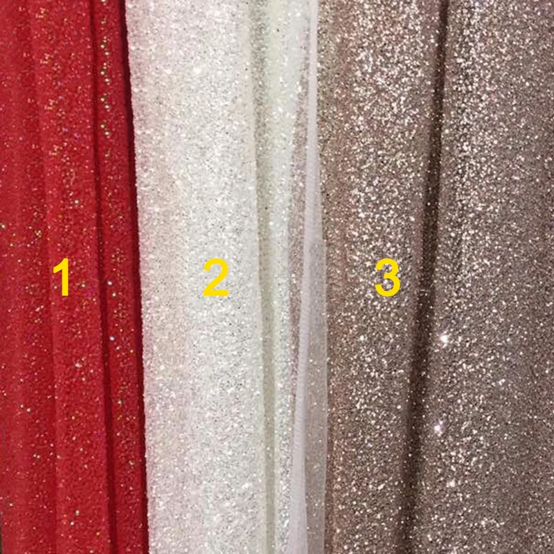 5 Yards Rose Pink /Champagne Gold/White /Royal Blue Glitter Shining Lace Fabric Wholesale For Party Dress Textile Cloth Material