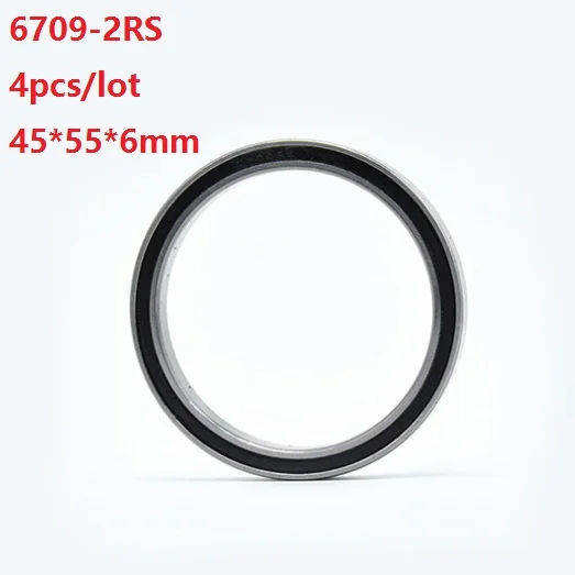 4pcs/lot 6709RS 6709-2RS 6709 2RS 45*55*6mm Thin wall rubber cover Deep Groove Ball bearing 45x55x6mm