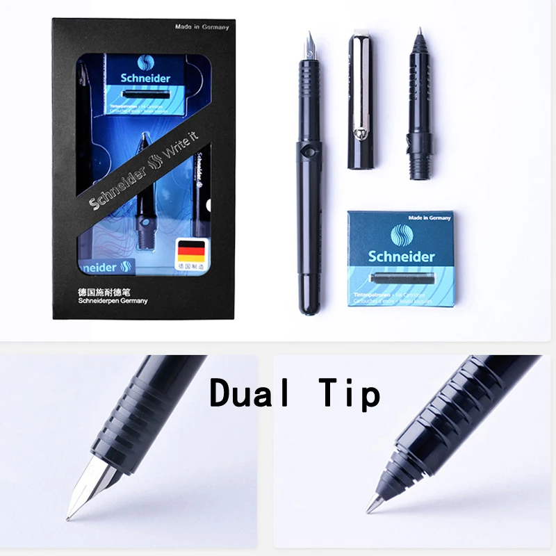 Germany Schneider Fountain Pen Gift Box Set 0.5mm F Iraurita Tip Black Ink Pen Writting Calligraphy Pen Office Supplies Kalem